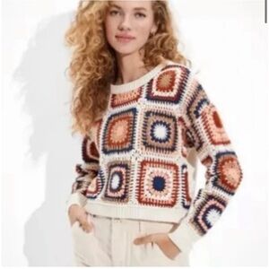 American Eagle Outfitters Multicolor granny square Crochet Sweater